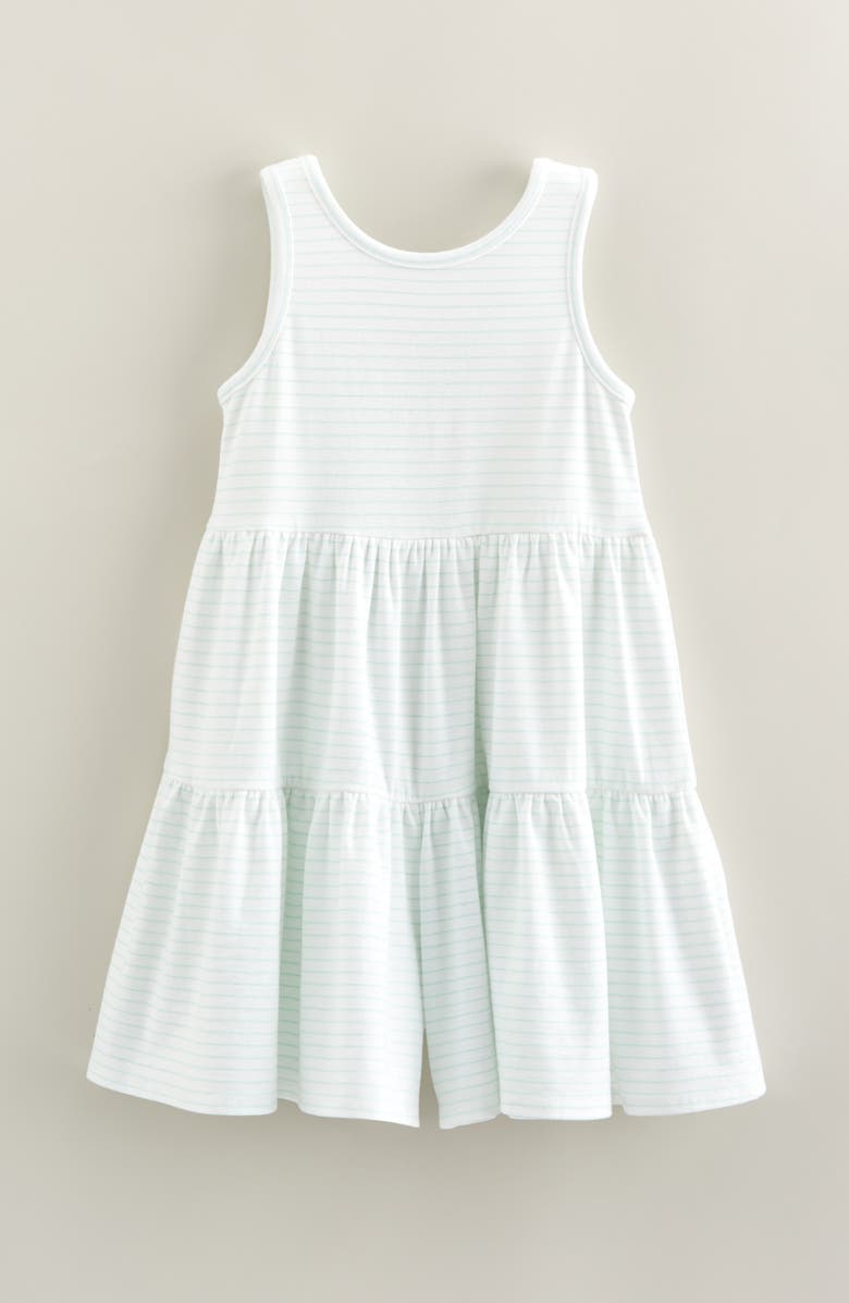 Tucker + Tate Kids' Stripe Tiered Romper, Main, color, Green Yucca-White Stripe