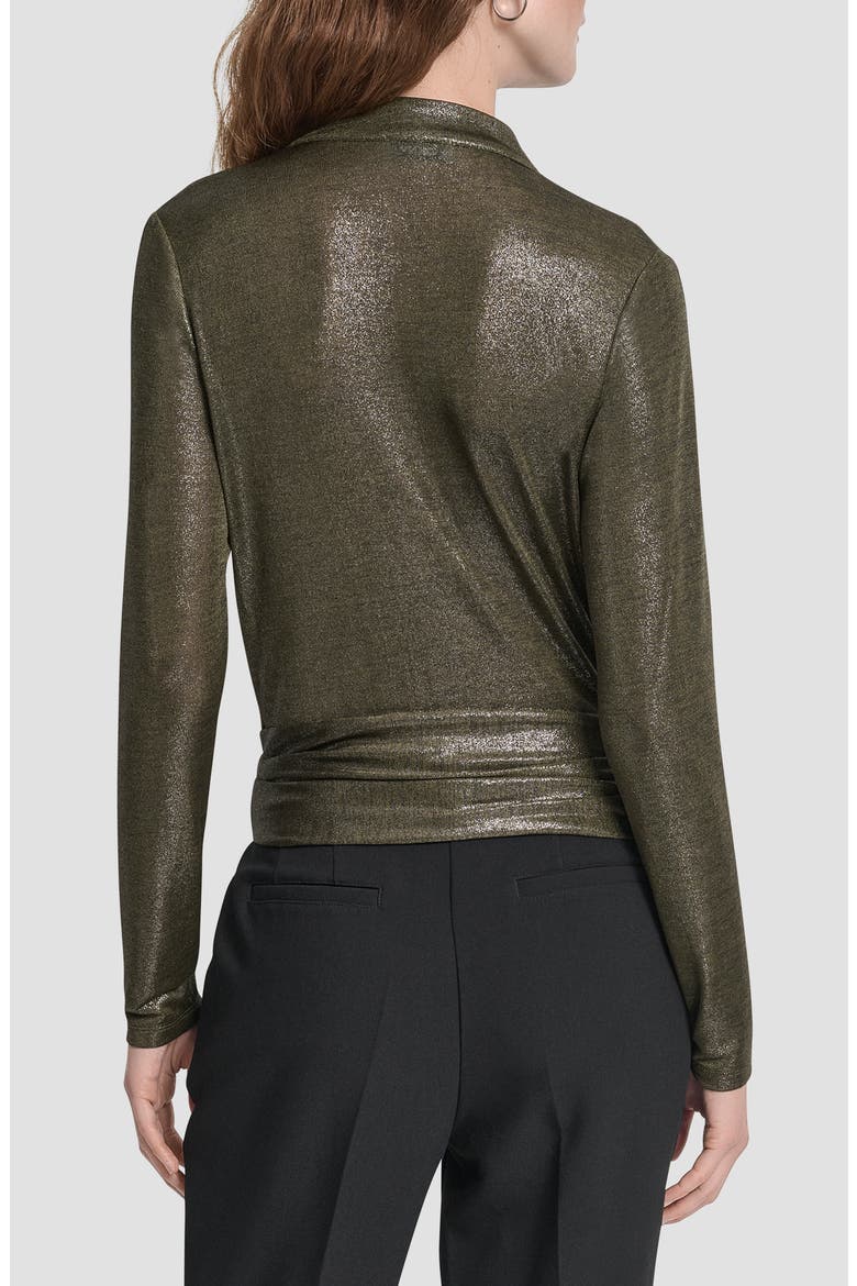 Heather Foil Drape Top, Alternate, color, DARK OLIVE