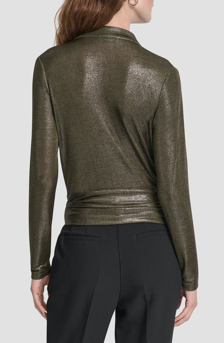 DKNY Heather Foil Drape Top, Alternate, color, Dark Olive