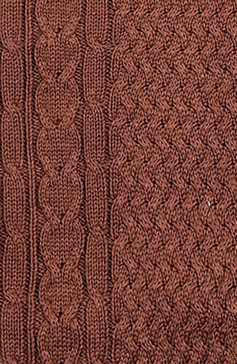 Hope & Henry Organic Mock Neck Cable Sweater, Alternate, color, Cinnamon Heather