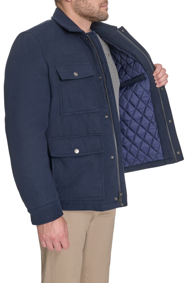 Faux Wool Quilted Jacket, Alternate, color, NAVY