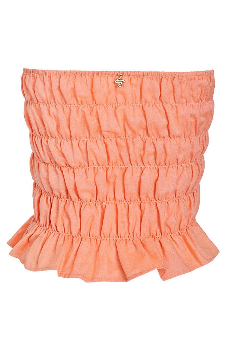 Sunset Baazar Smocked Amira Crop Top, Alternate, color, Pastel Orange Tangerine