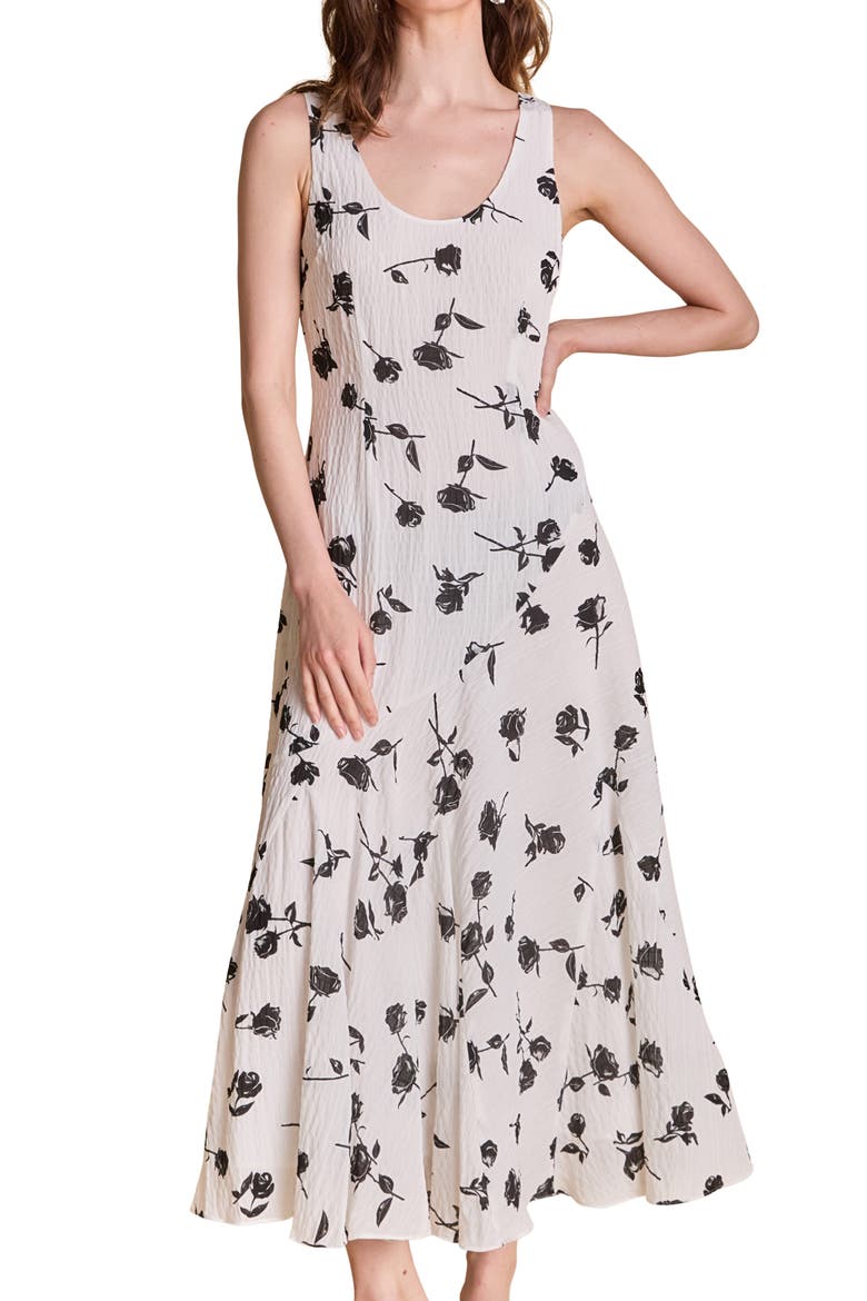 Floral Print Chiffon Dress, Alternate, color, WHITE/ BLACK