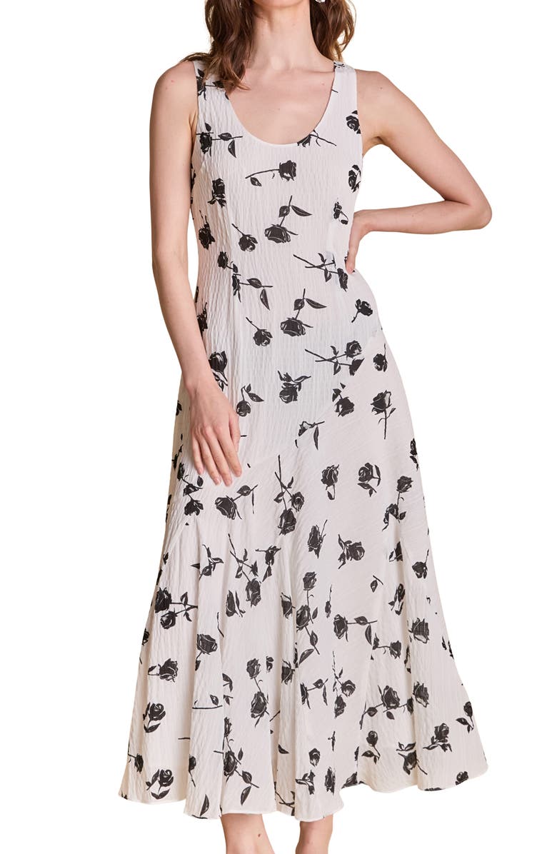Endless Rose Floral Print Chiffon Dress, Alternate, color, White/ Black