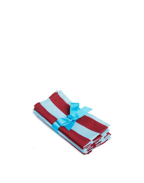 Large Napkins Set Of 6 (45X45) Riga Bordeaux - Azzurro