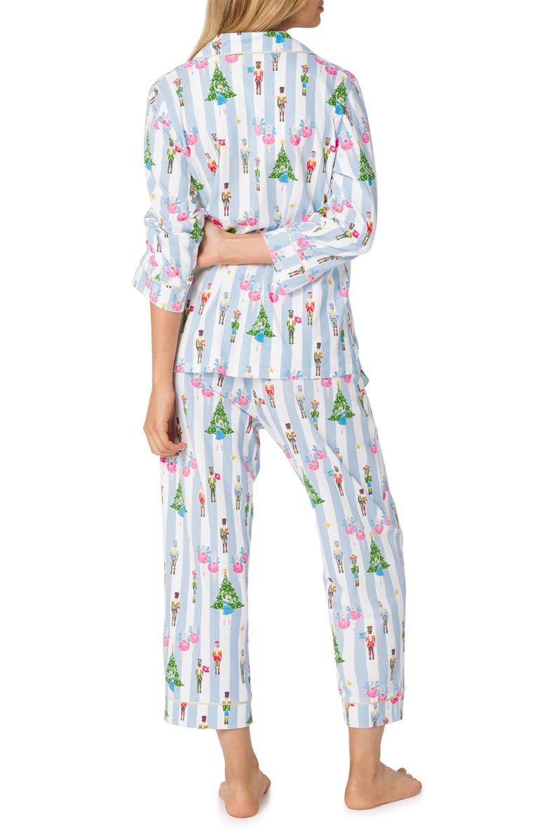 BedHead Pajamas Print Stretch Organic Cotton Crop Pajamas, Alternate, color, Sugarplum Stripe