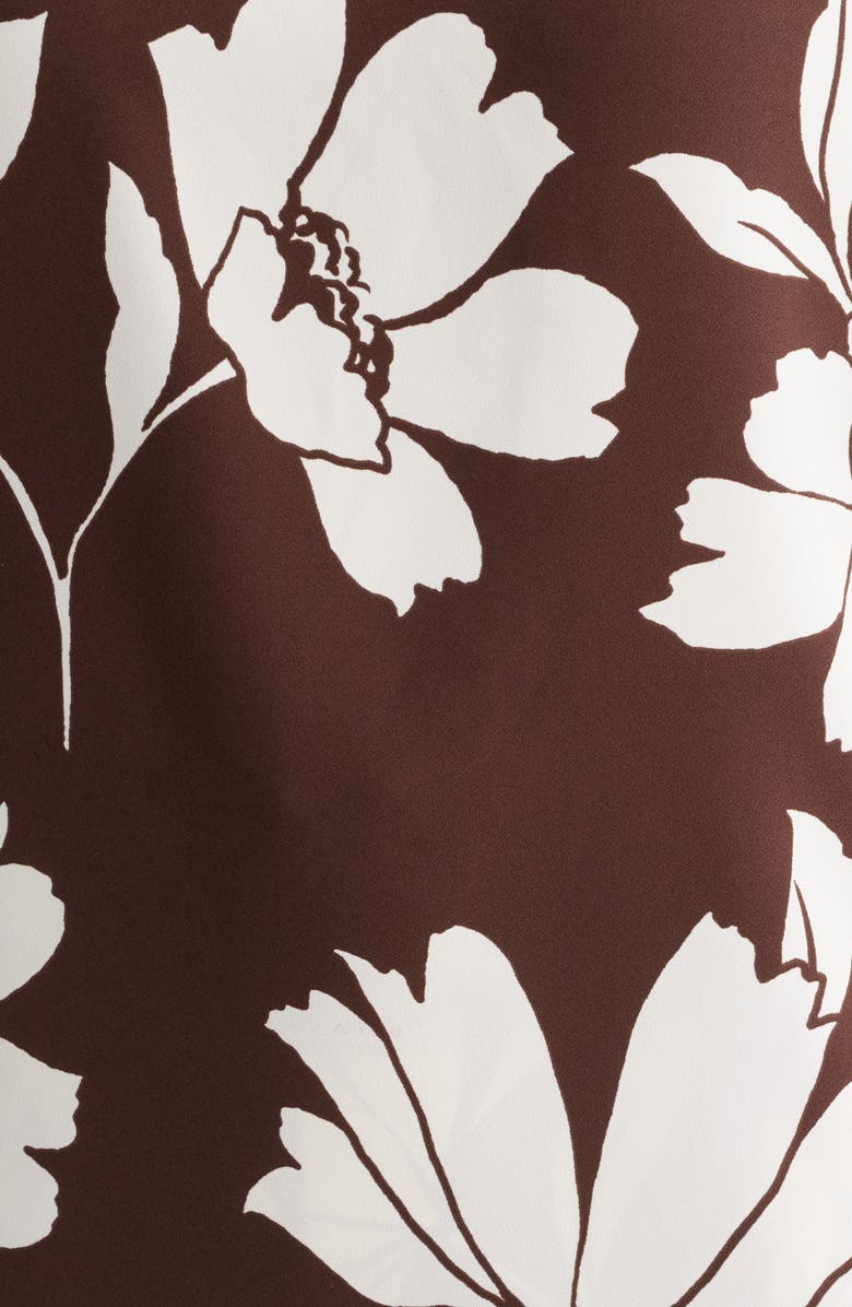 Anne Klein Floral Flutter Sleeve Top, Alternate, color, Dark Choclate/ Whte