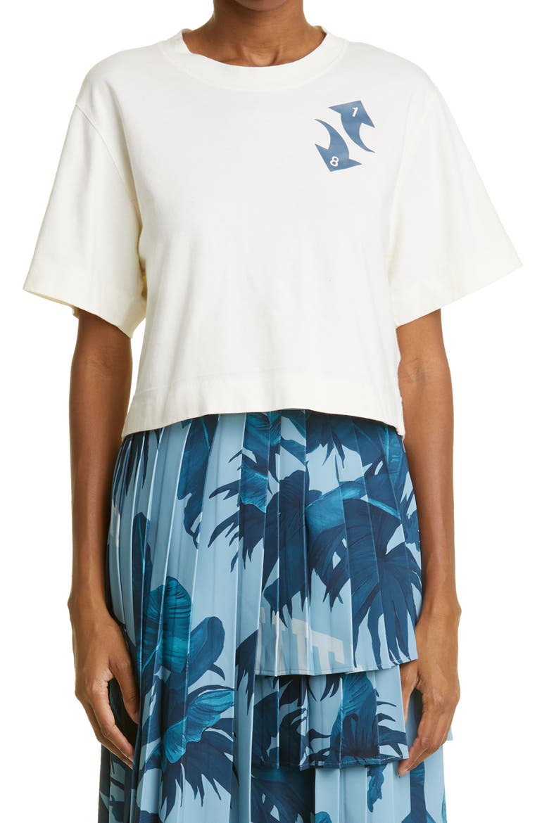 Gender Inclusive Crop Logo Graphic Tee (Nordstrom Exclusive), Main, color, WHITE/ BLUE STONE