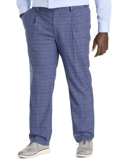 Big & Tall Waist-Relaxer Plaid Pleated Dress Pants