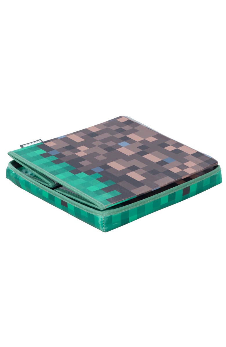 MINECRAFT Small Ottoman Pixel Grass Block Collapsible Storage Footrest Box, Alternate, color, Multicolored