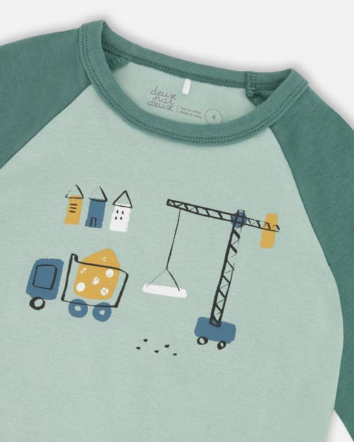 Deux Par Deux Two-piece Organic Cotton Pajama Set Construction In Blue