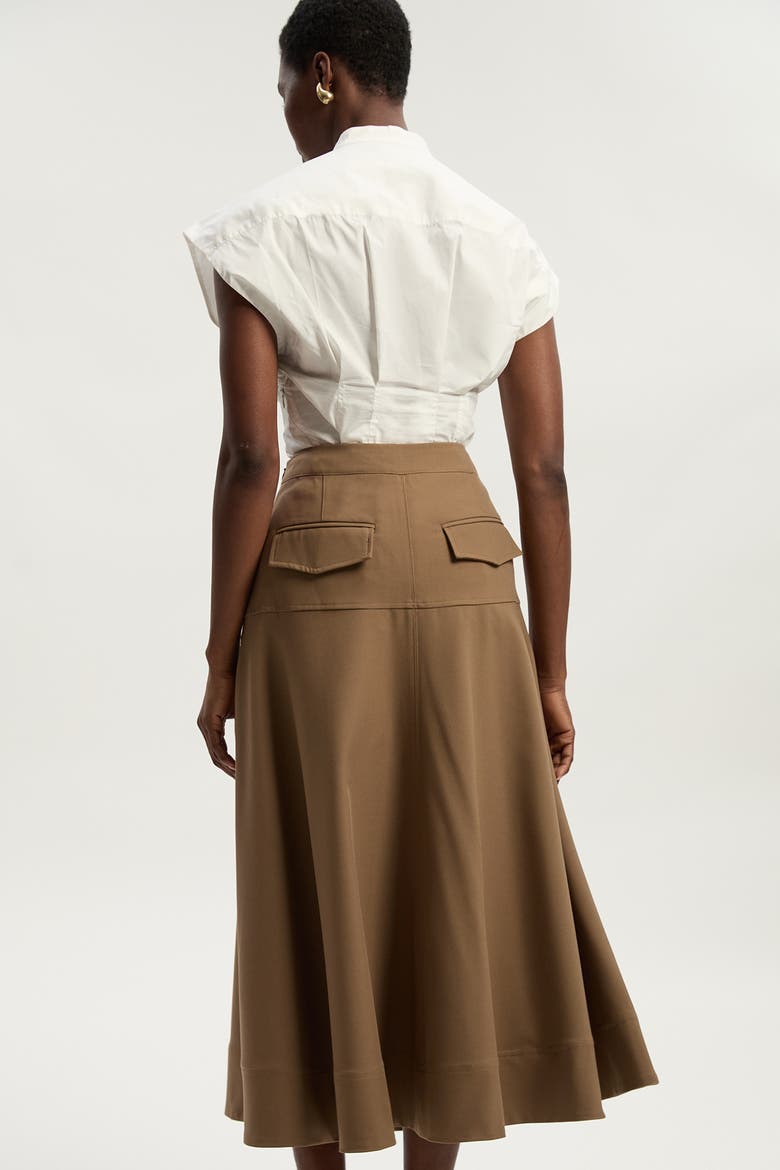 Viscose Blend Tailored Full Skirt, Alternate, color, Camel