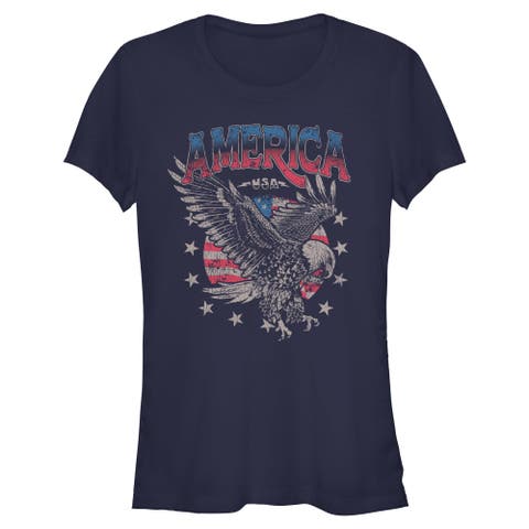 Juniors Lost Gods Distressed America Bald Eagle T Shirt
