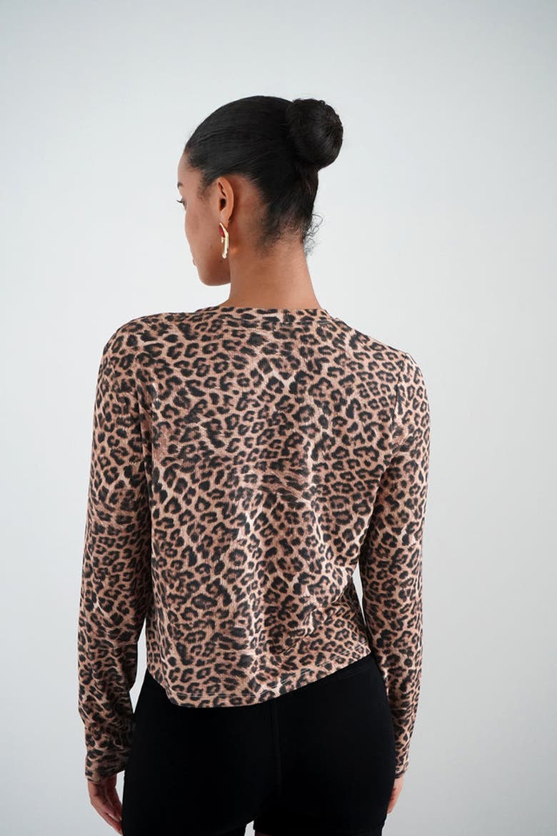 Mira Ribbed Cardigan, Alternate, color, Leopard