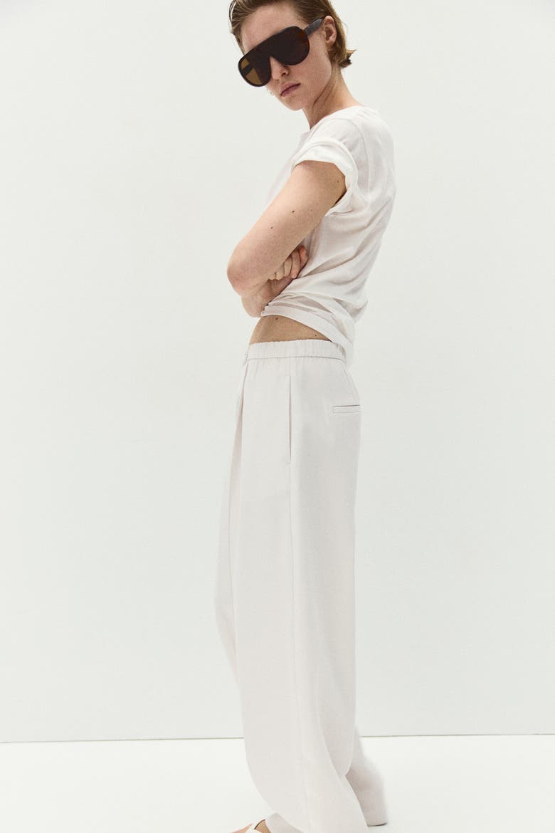 Crease-leg Barrel Trousers, Alternate, color, Cream