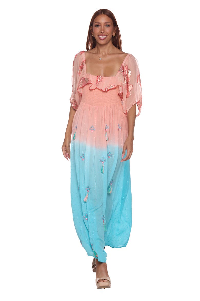 Dip Dye Maxi Dress, Alternate, color, CORAL