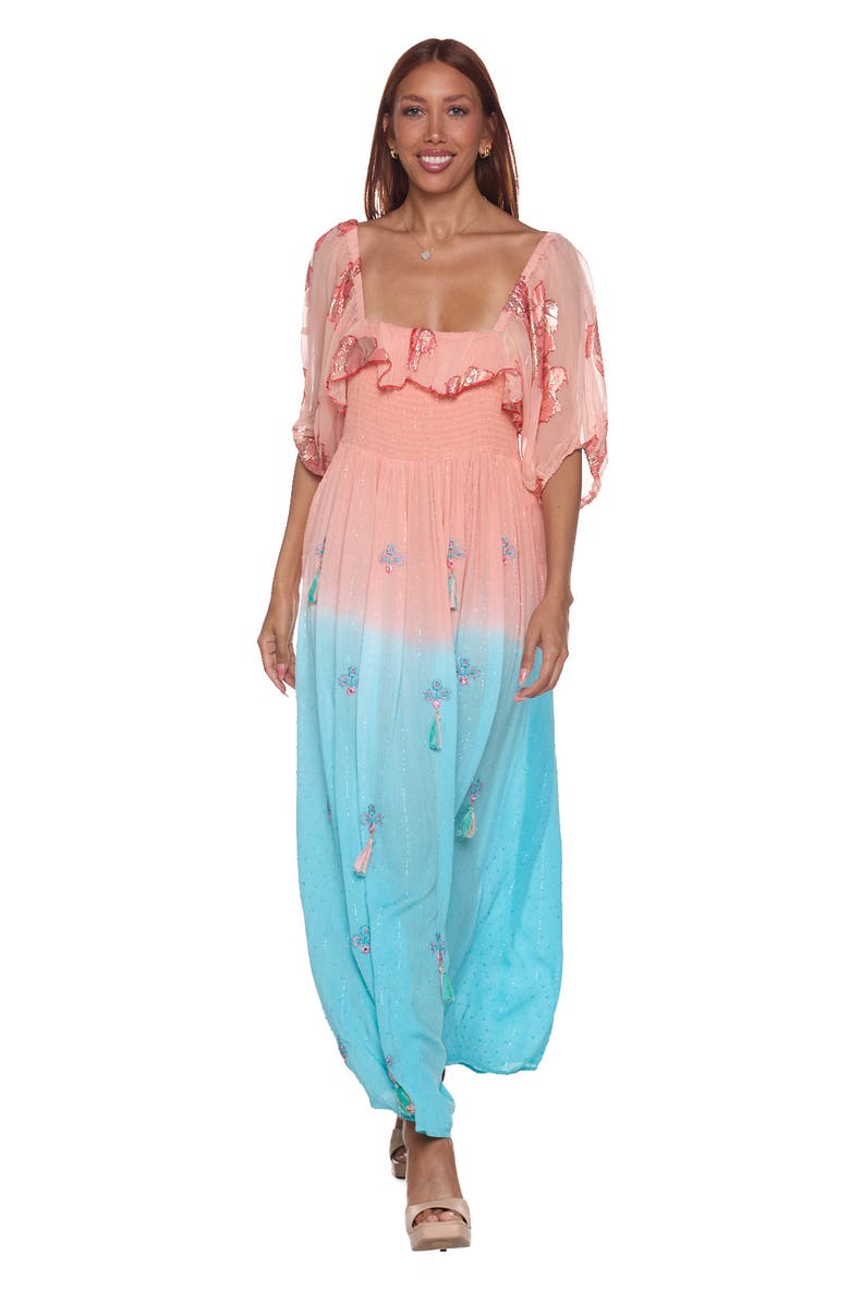 RANEES Dip Dye Maxi Dress, Alternate, color, Coral