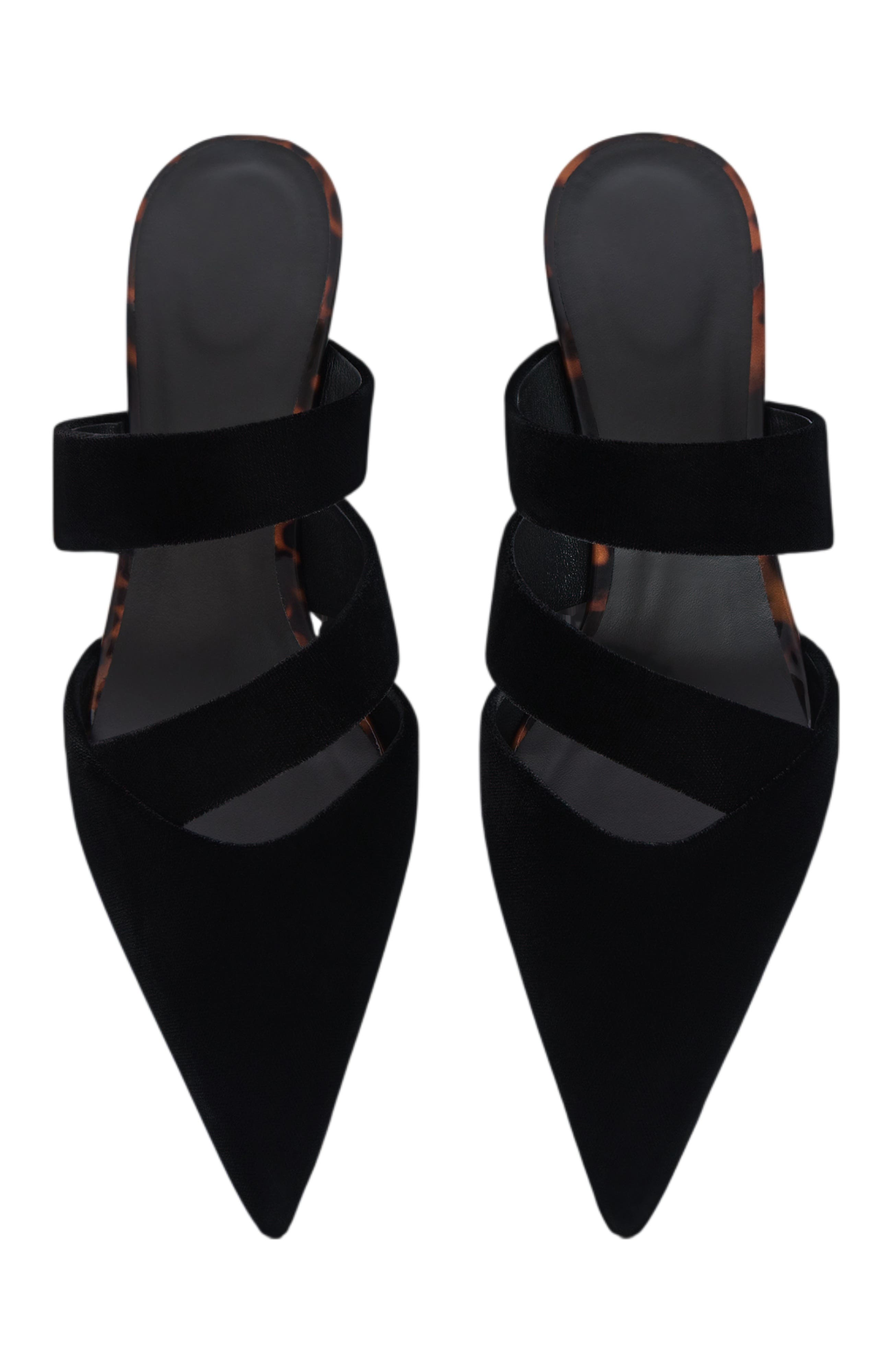 Velvet and Printed Patent Leather Mules, Alternate, color, black