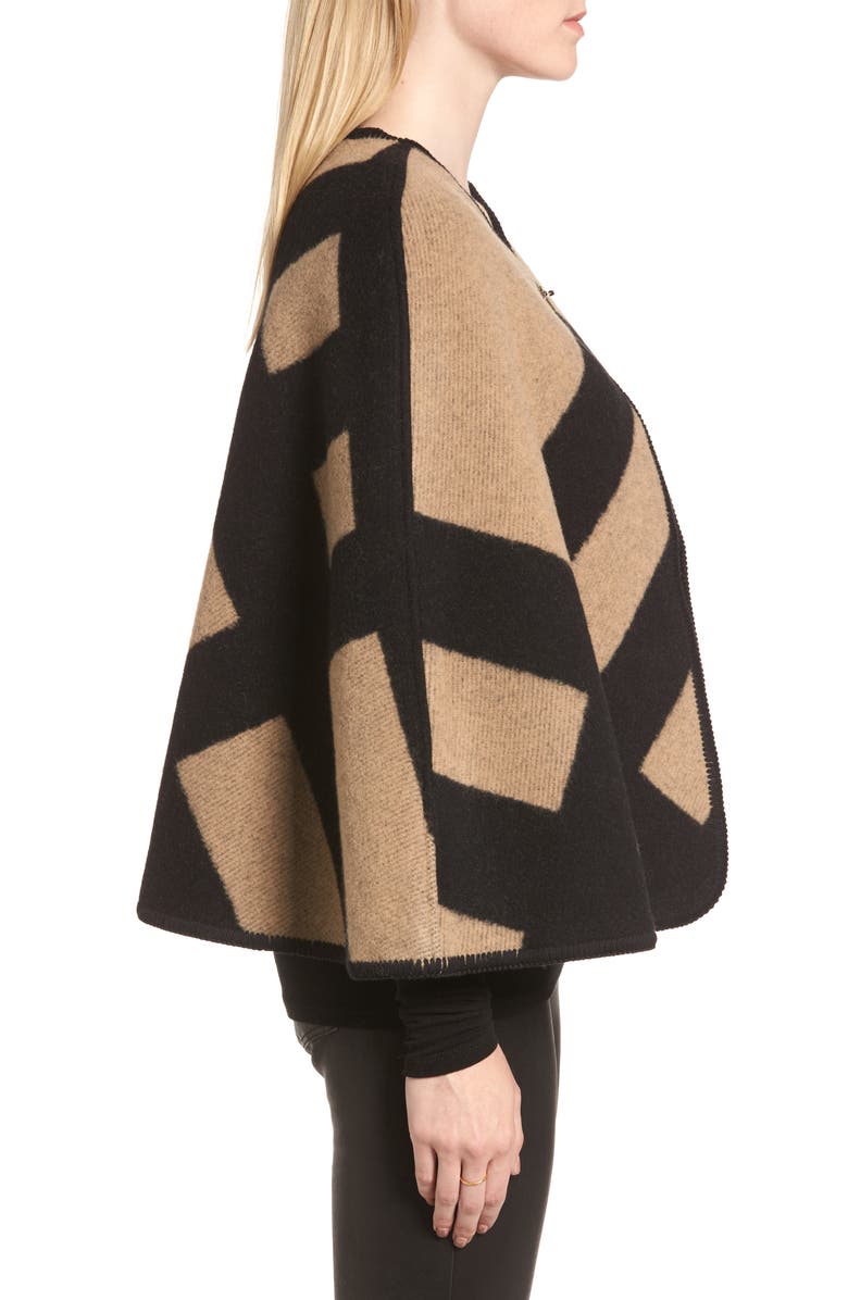 Burberry Blanket Check Wool & Cashmere Poncho, Alternate, color, 