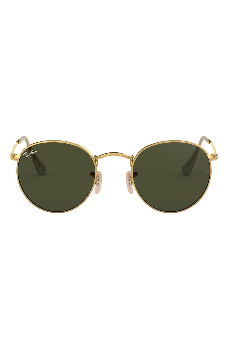 Ray-Ban Icons 50mm Round Metal Sunglasses, Main, color, Gold/ Green