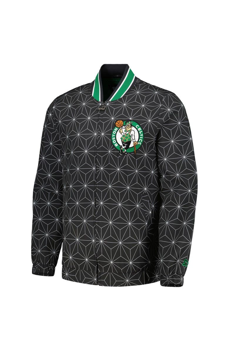 STARTER Men's Starter Black Boston Celtics In-Field Play Fashion Satin Full-Zip Varsity Jacket, Alternate, color, Black