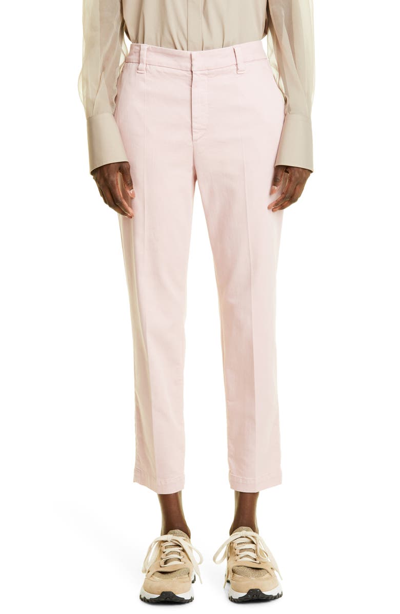 Brunello Cucinelli Stretch Cotton Blend Cigarette Pants, Main, color, 
