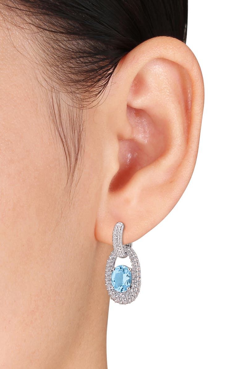 DELMAR Sky Blue Topaz & White Topaz Drop Earrings, Alternate, color, Blue