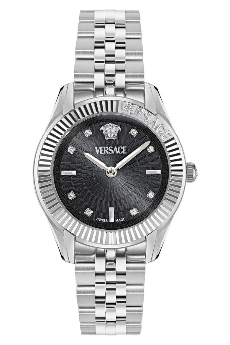 Greca Time Diamond Bracelet Watch, 30mm, Main, color, STAINLESS STEEL