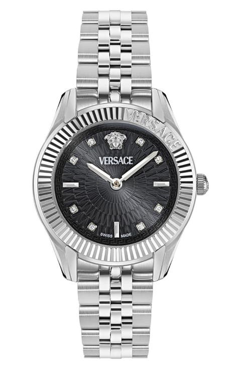 Greca Time Diamond Bracelet Watch, 30mm