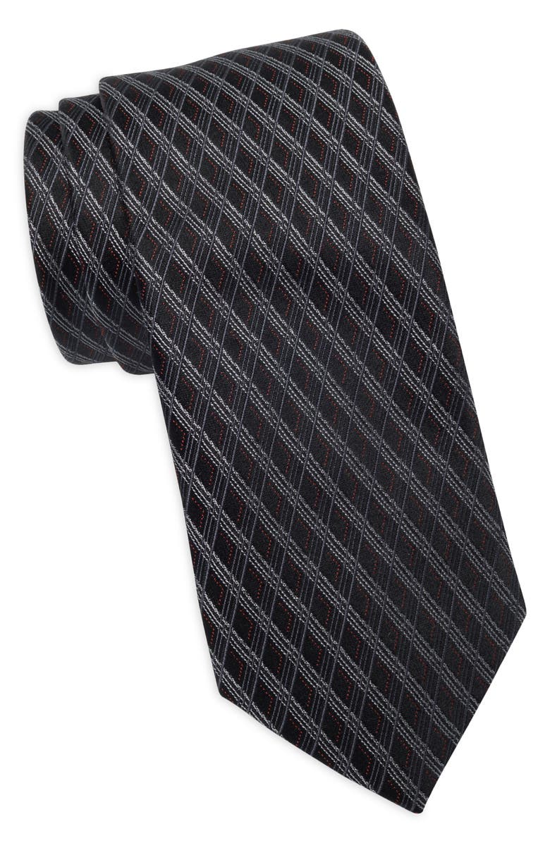 Nordstrom Chaselli Grid Silk Jacquard Tie, Main, color, Black