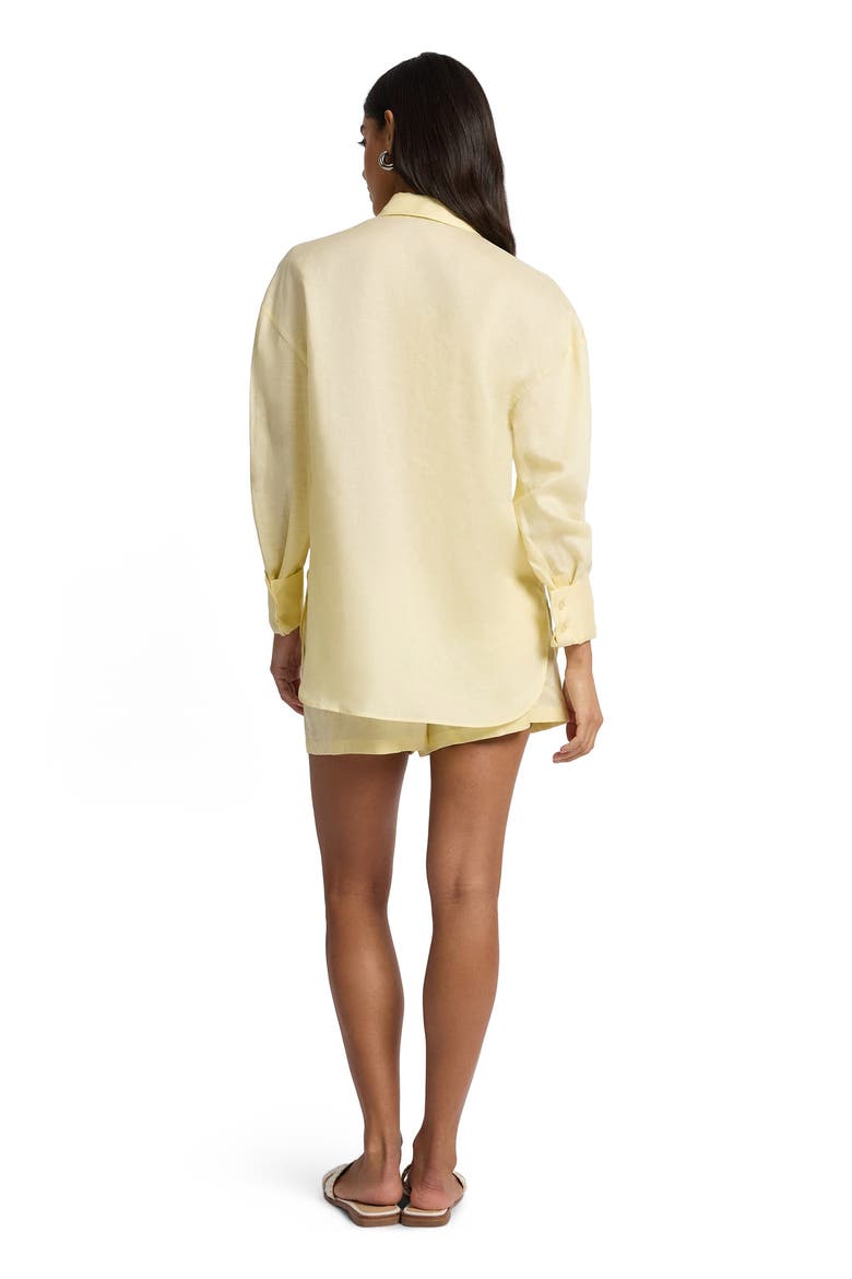 Air Linen Elastic Drawstring Short, Alternate, color, Chamomile