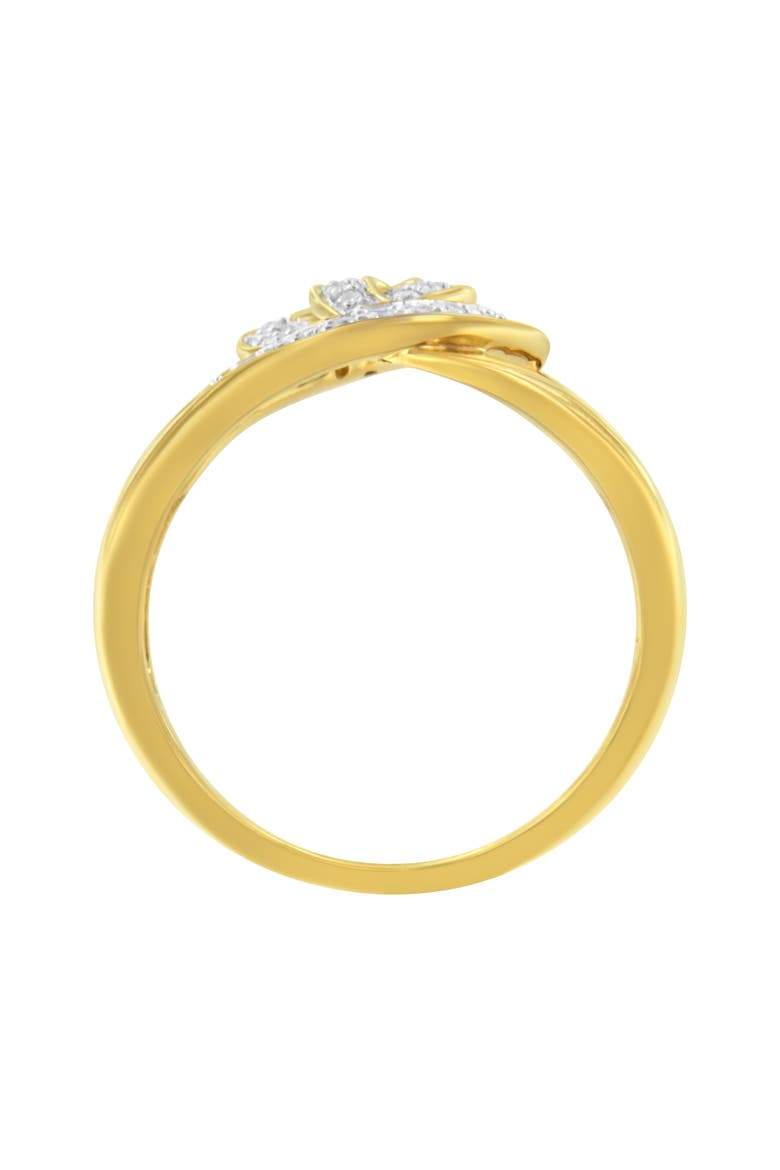 14K Yellow Gold Plated Silver 1/4 Cttw Diamond Interlocking Loop Open Shank Bypass Ring, Alternate, color, Yellow Gold over Silver