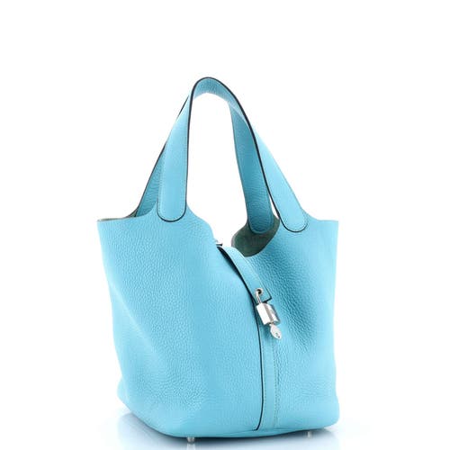 Pre-owned Hermes Hermes Picotin Lock Bag Clemence Mm In Blue