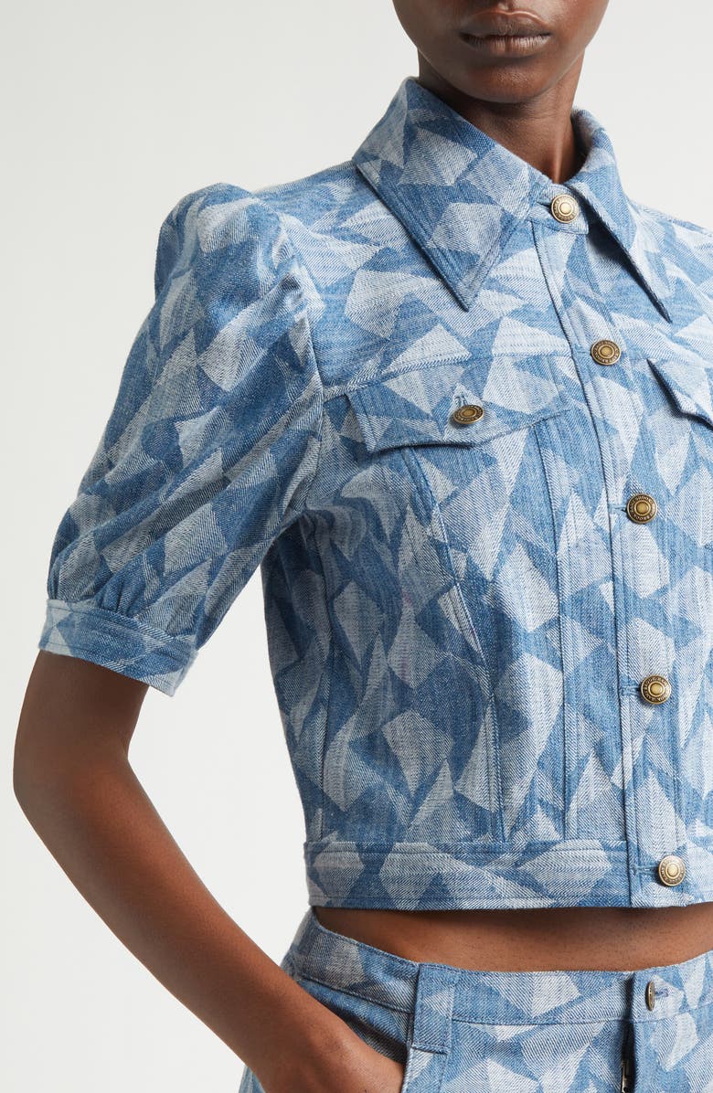 Ramy Brook Angelica Denim Jacket, Alternate, color, Geo Denim