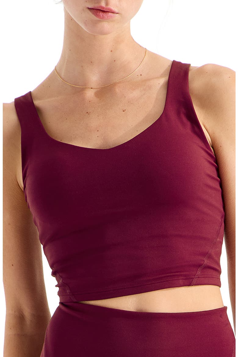 Jaida Longline Sports Bra, Main, color, BURGUNDY CRUSH