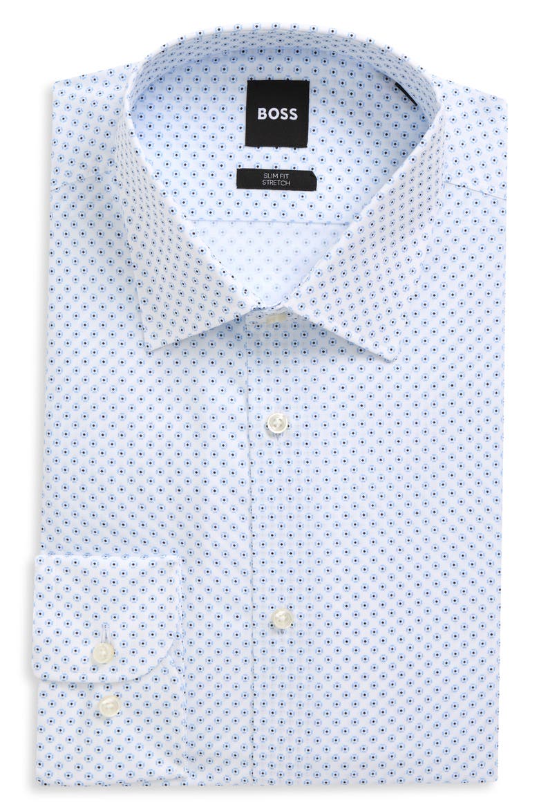 Hank Slim Fit Stretch Print Dress Shirt, Main, color, LIGHT/ PASTEL BLUE