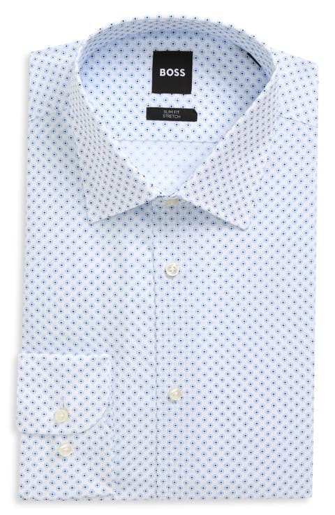 Hank Slim Fit Stretch Print Dress Shirt