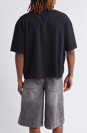 Boxy Short Sleeve Oxford Button-Up Shirt
