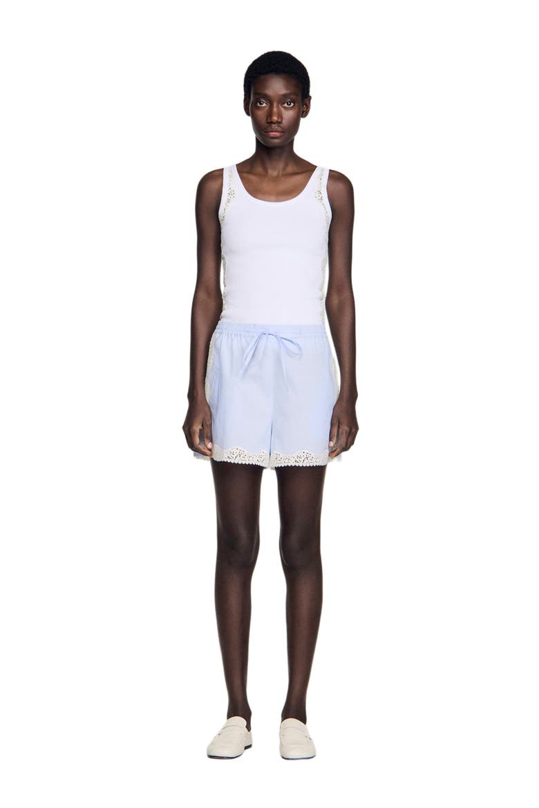 Lace detail shorts, Main, color, Sky blue