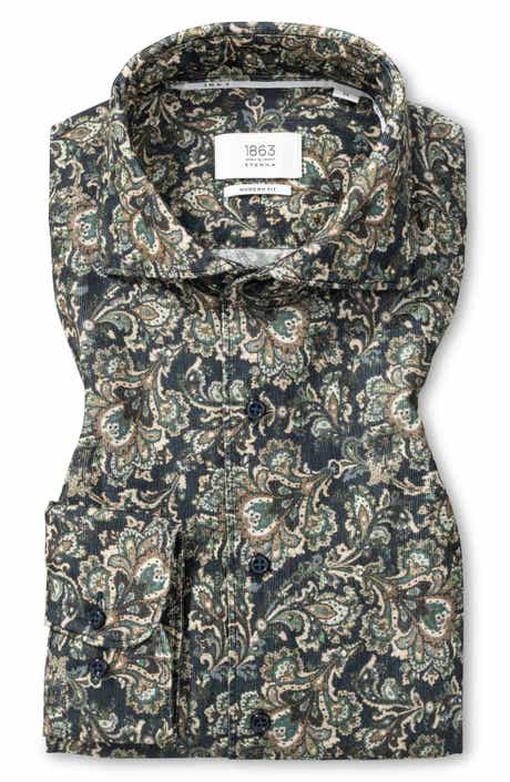 Eterna Modern Fit Corduroy Button Front Shirt