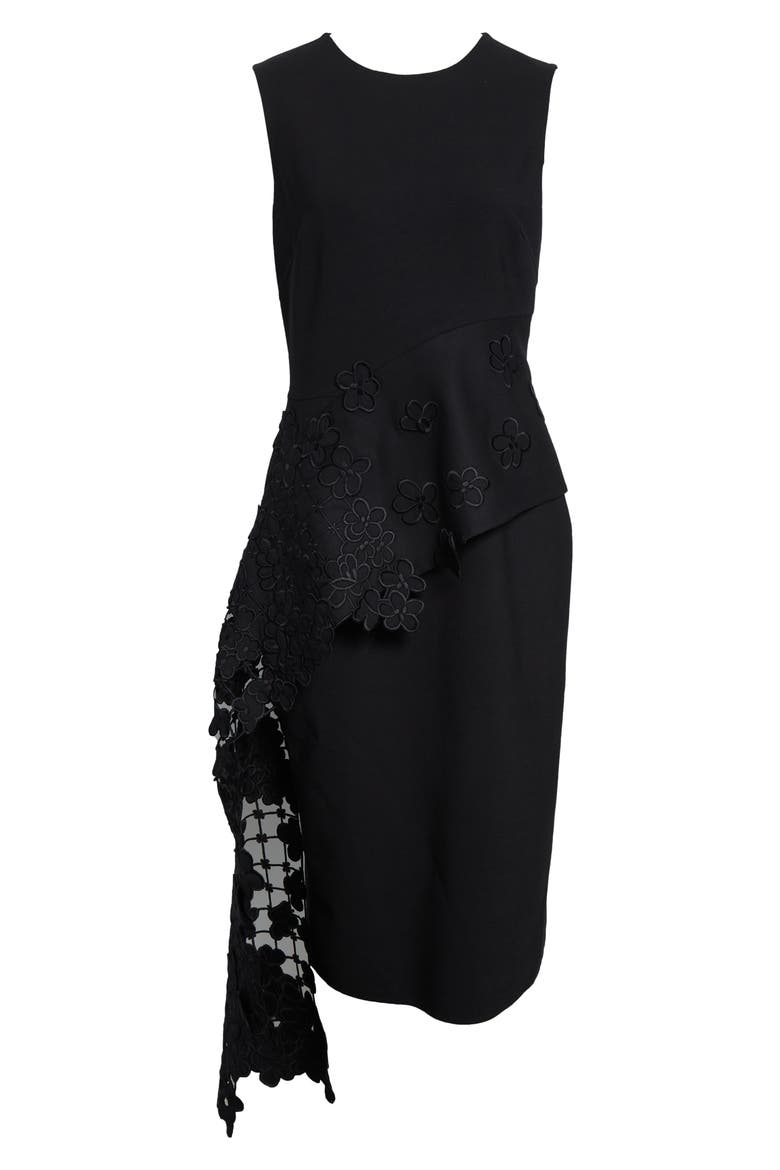 Lace Waist Detail Sleeveless Cocktail Dress, Alternate, color, BLACK