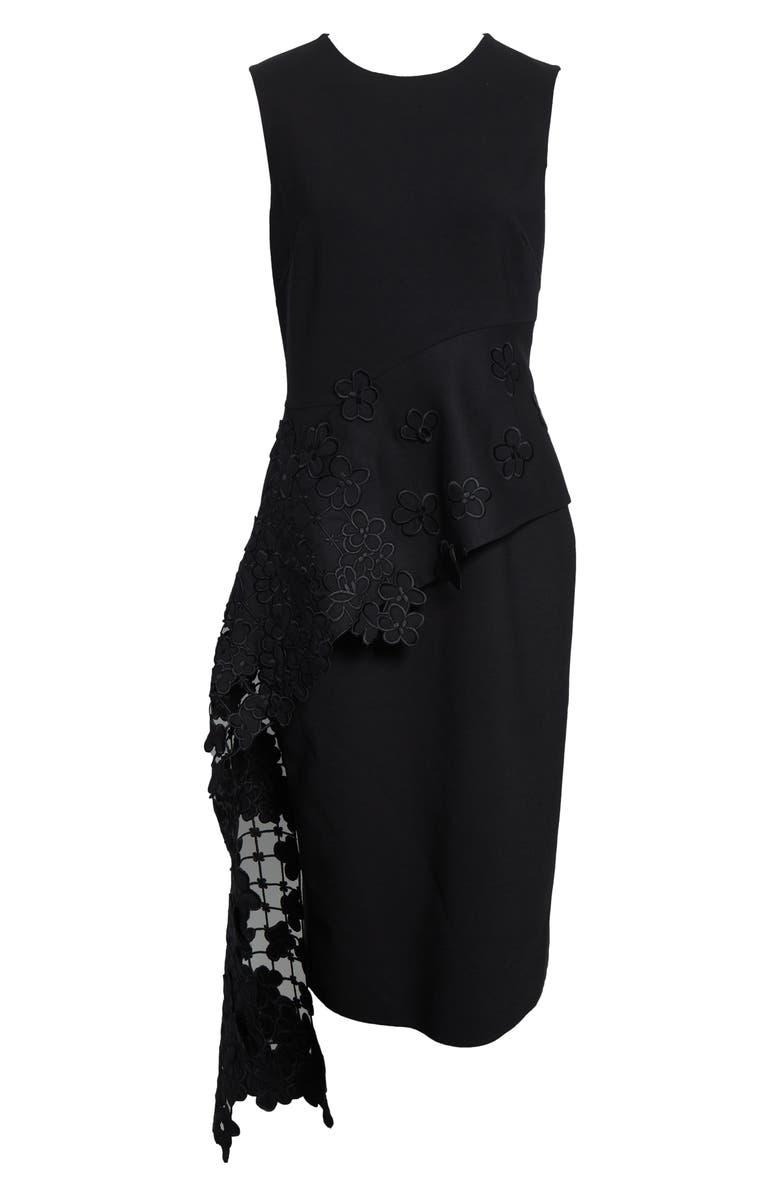 Oscar de la Renta Lace Waist Detail Sleeveless Cocktail Dress, Alternate, color, Black