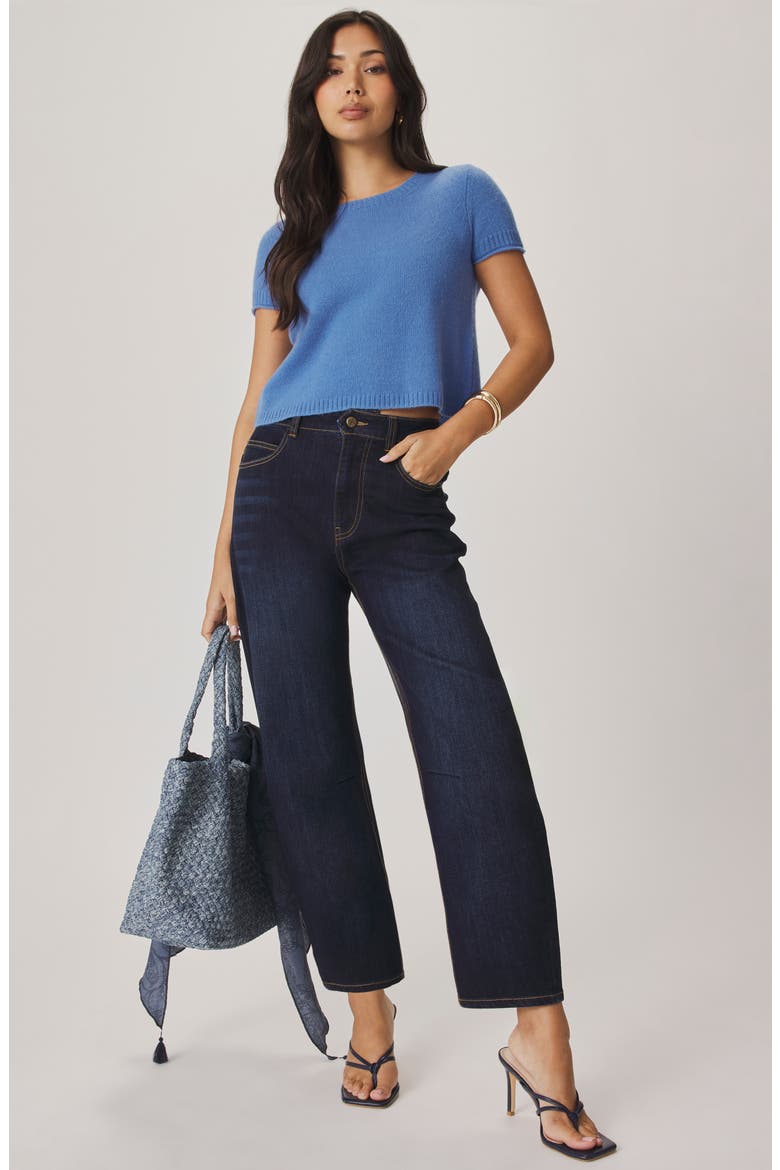 Ankle Barrel Leg Jeans, Alternate, color, DARK RINSE BLUE