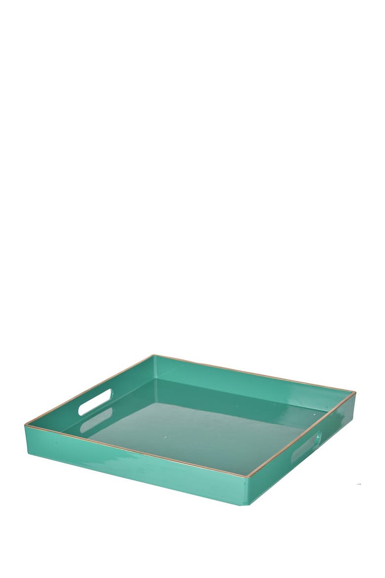 Turquoise Mimosa Square Tray, Main, color, GREEN
