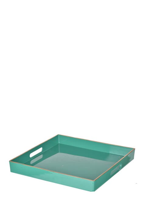 Turquoise Mimosa Square Tray