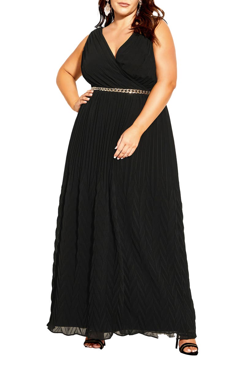 City Chic Eleanor Chain Belt Maxi Dress, Main, color,