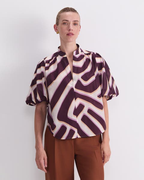 Penny Short Sleeve Cotton Silk Blouse