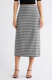 A.L.C. Phoebe Gingham Linen Blend Skirt