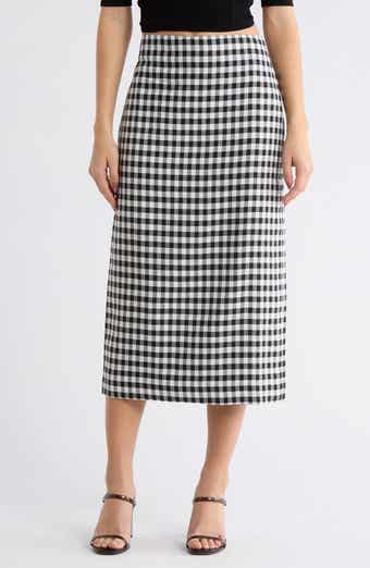 A.L.C. Phoebe Gingham Linen Blend Skirt
