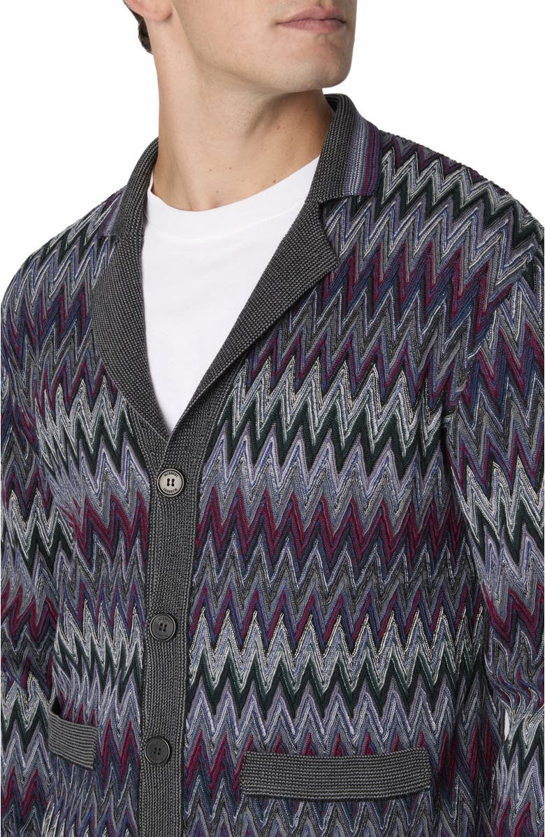 Missoni Zigzag Cardigan In Pure Wool, Alternate, color, Multicoloured